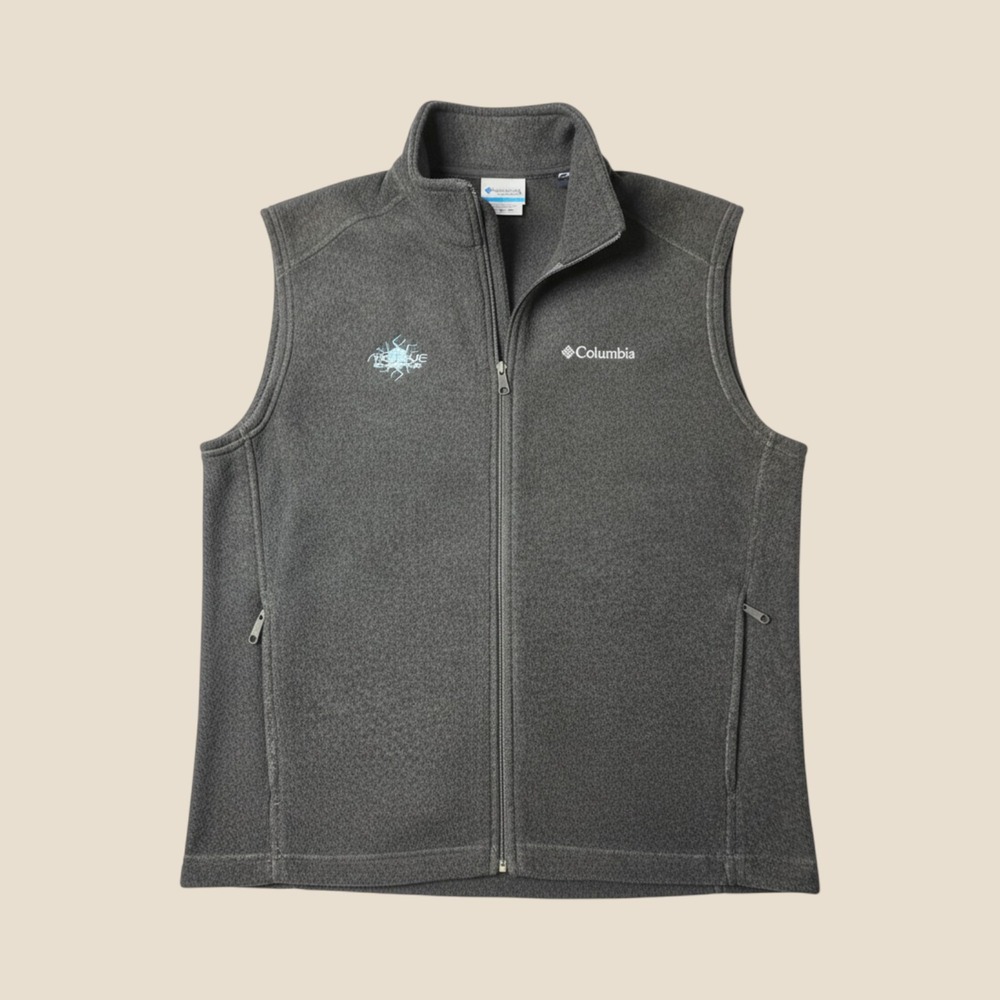 Columbia Fleece Vest Mens L WM6747 Charcoal Gray Full Zip Sleeveless EXCELLENT